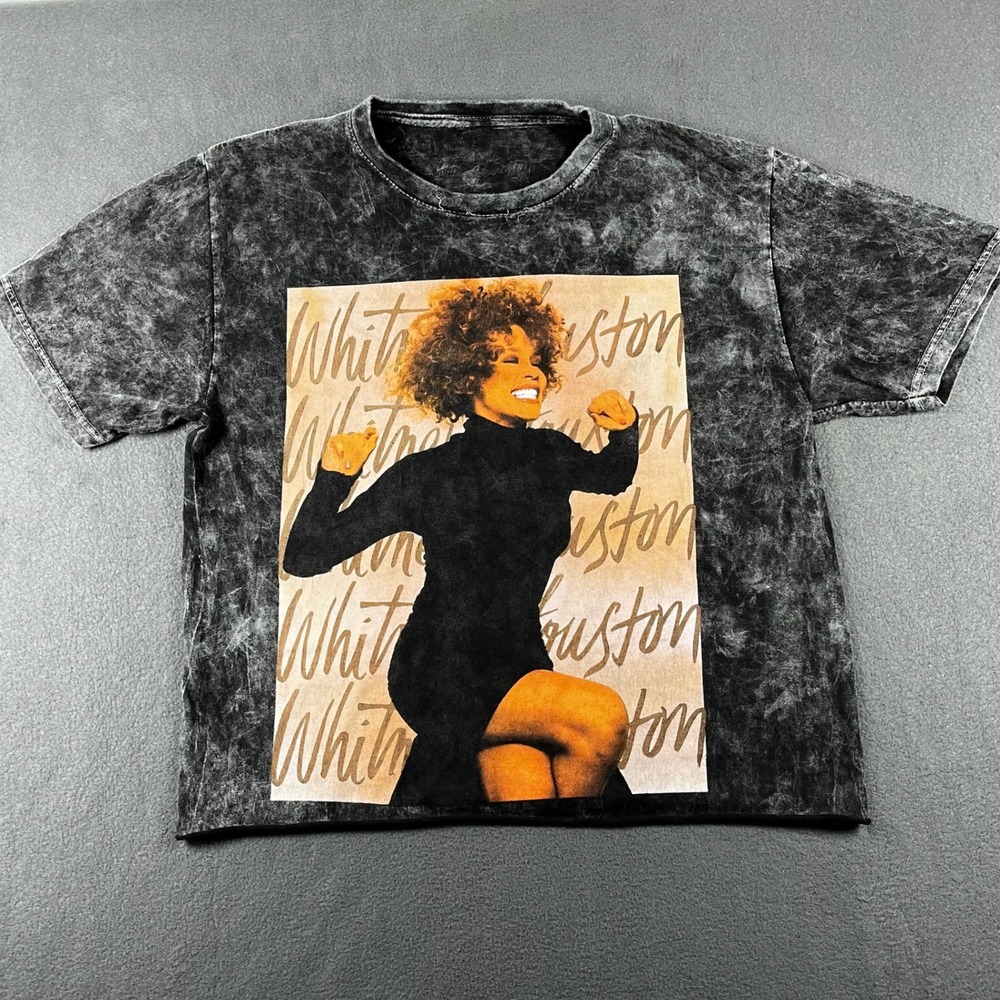 Whitney Houston The Voice Global Star Acid Wash Graphic T Music Icon Women M